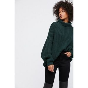 Free People Dark Green Cowl Neck Sweater